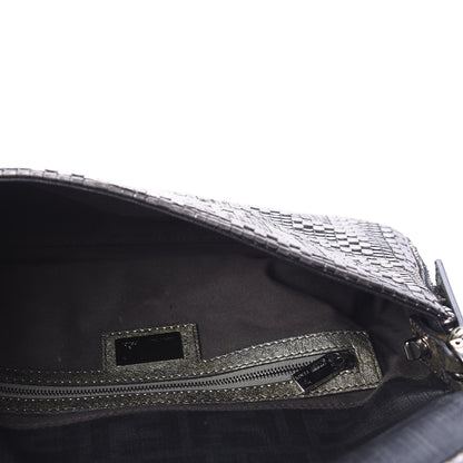 Fendi Metallic Lambskin Woven Baguette Light Grey 4 of 12