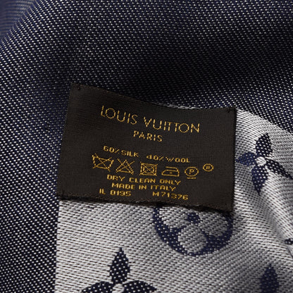 Louis Vuitton Silk Wool Monogram Denim Shawl Blue 4 of 4