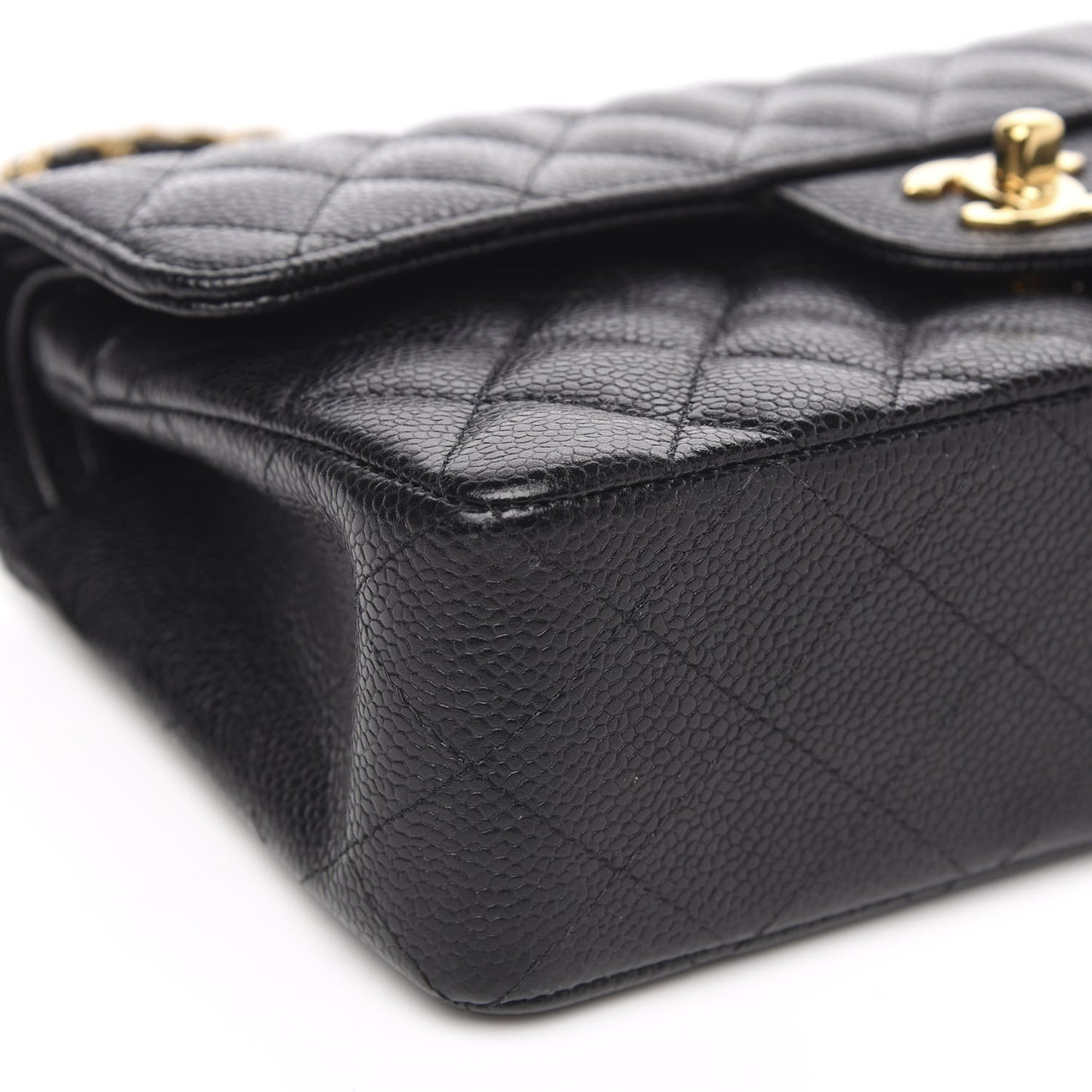Caviar Quilted Small Double Flap Black