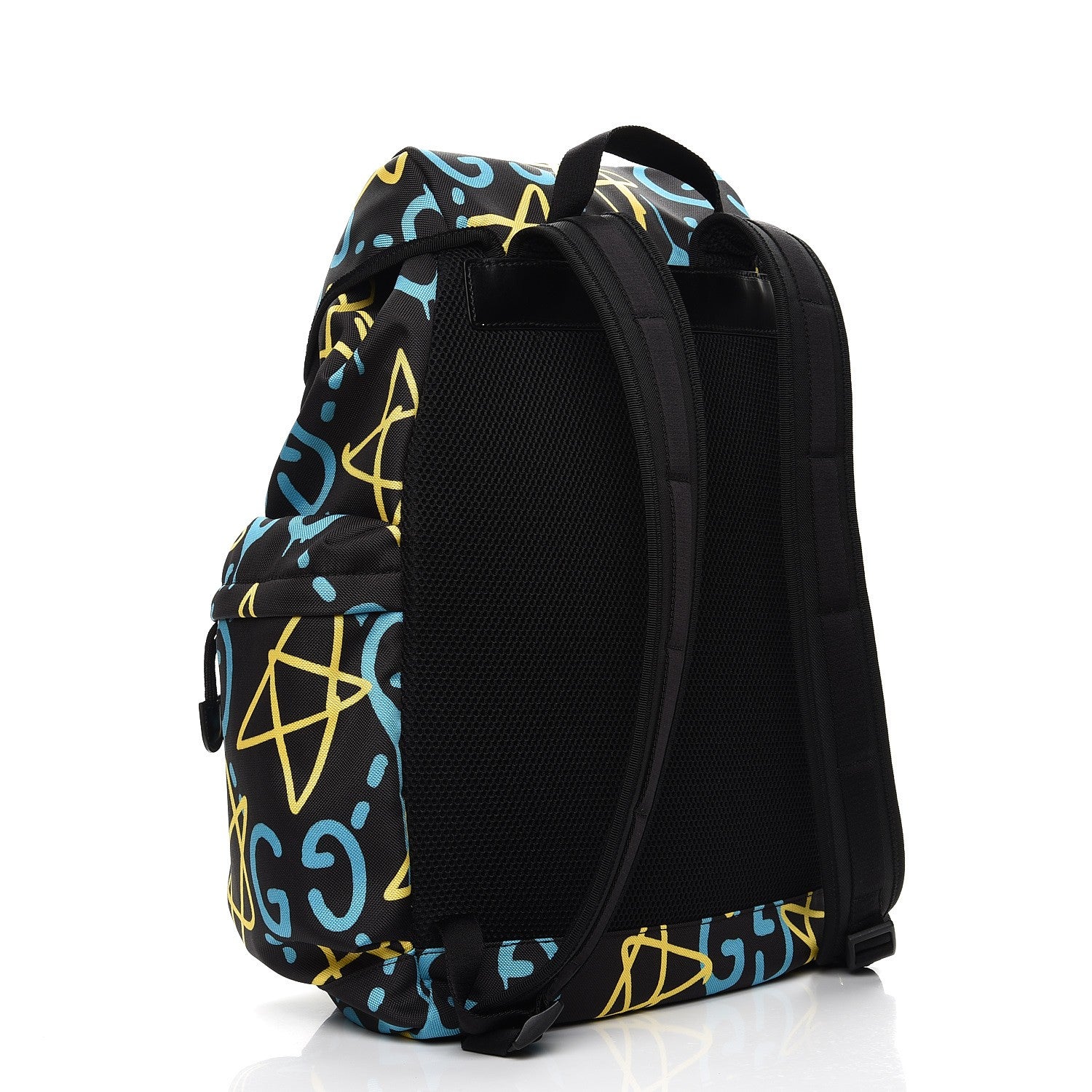Gucci Techno Canvas GucciGhost Double Buckle Backpack Black New Acquamarine 3 of 8