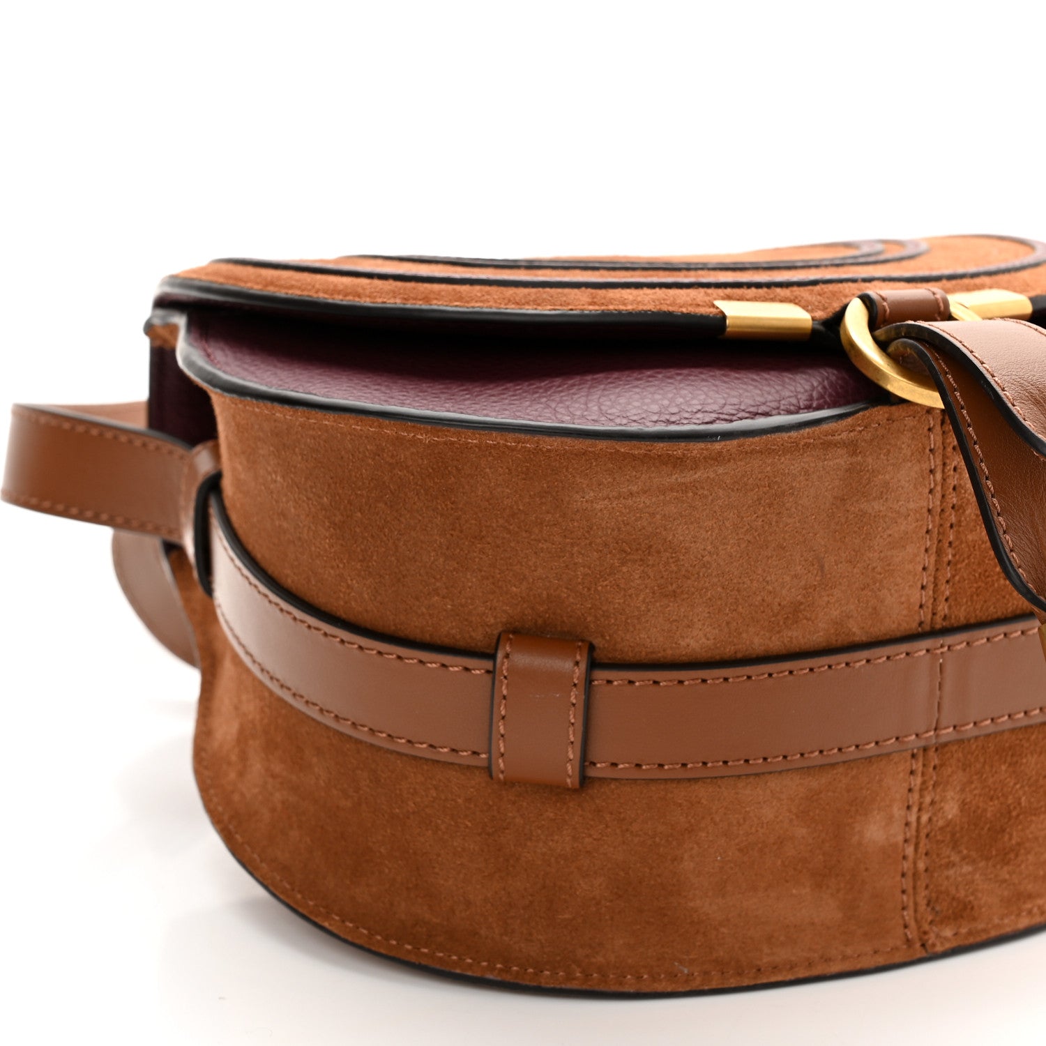 Chloe Suede Calfskin Mini Marcie Round Crossbody Bag Tan 8 of 9