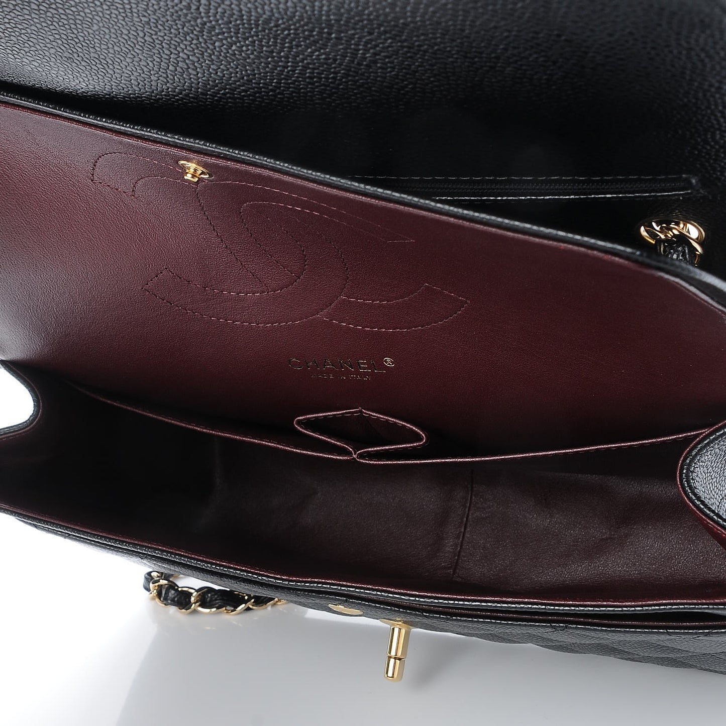 Caviar Quilted Jumbo Double Flap Black