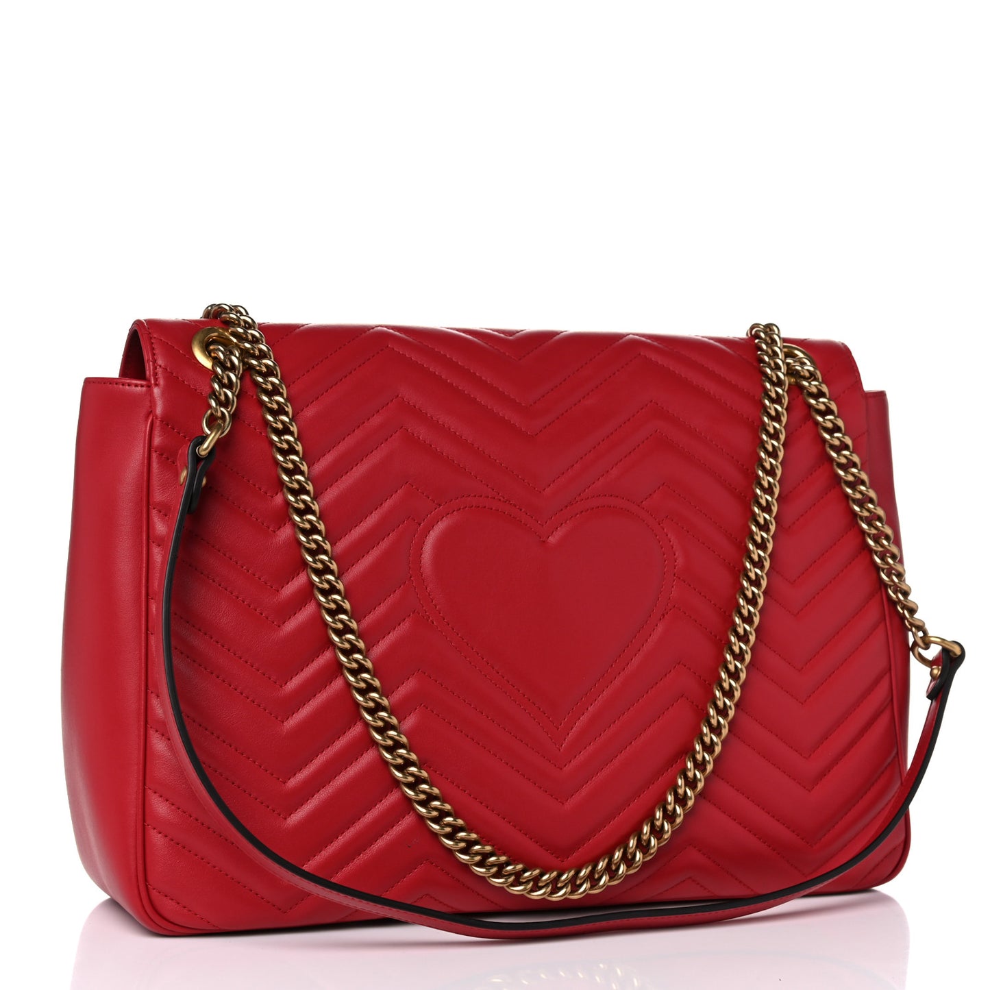 Calfskin Matelasse Large GG Marmont Shoulder Bag Hibiscus Red