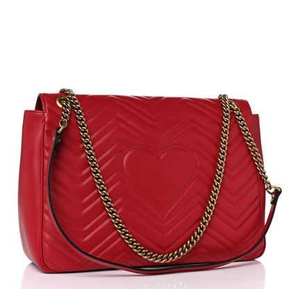 Gucci Calfskin Matelasse Large GG Marmont Shoulder Bag Hibiscus Red 3 of 10