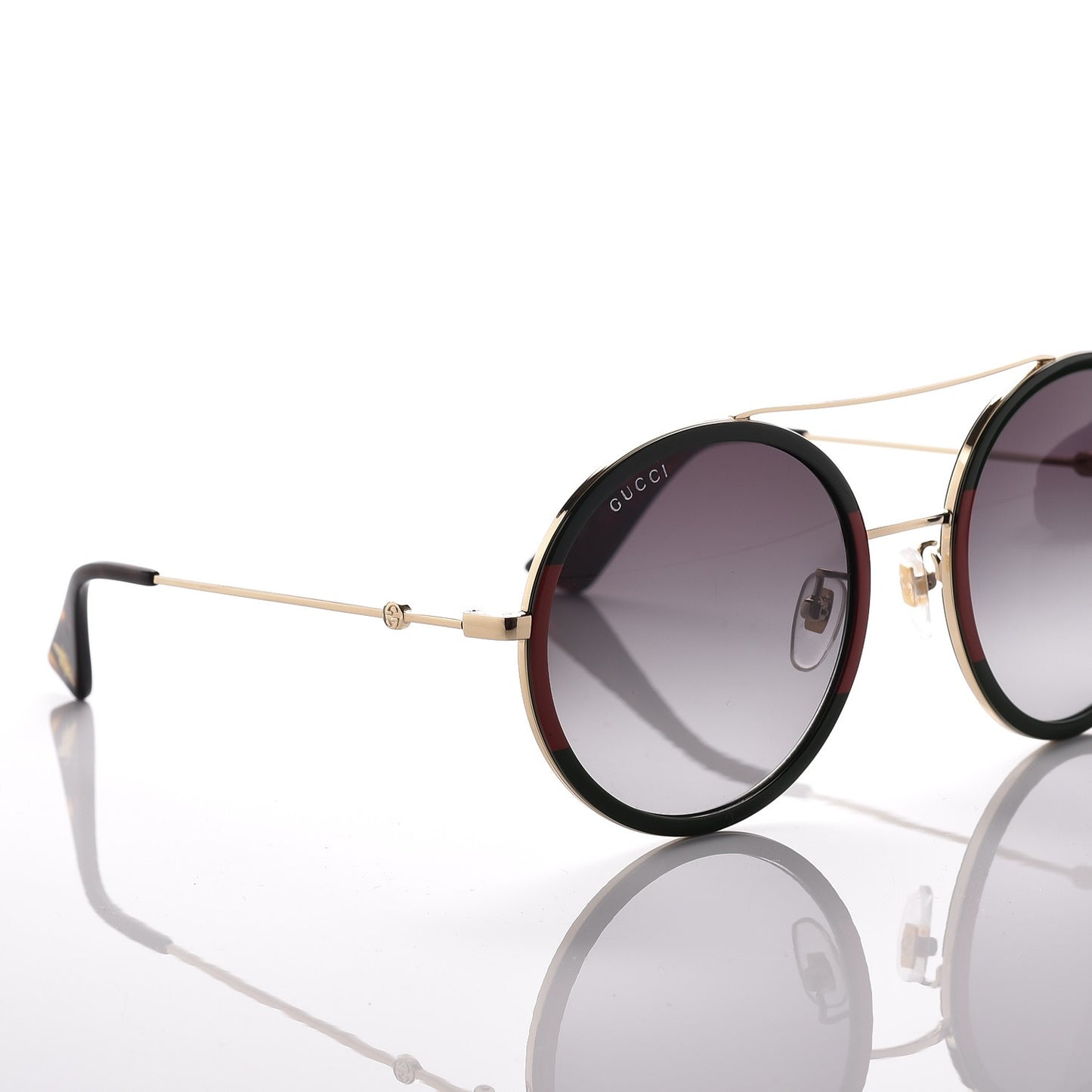 Round Frame Sunglasses GG0061S Gold Green
