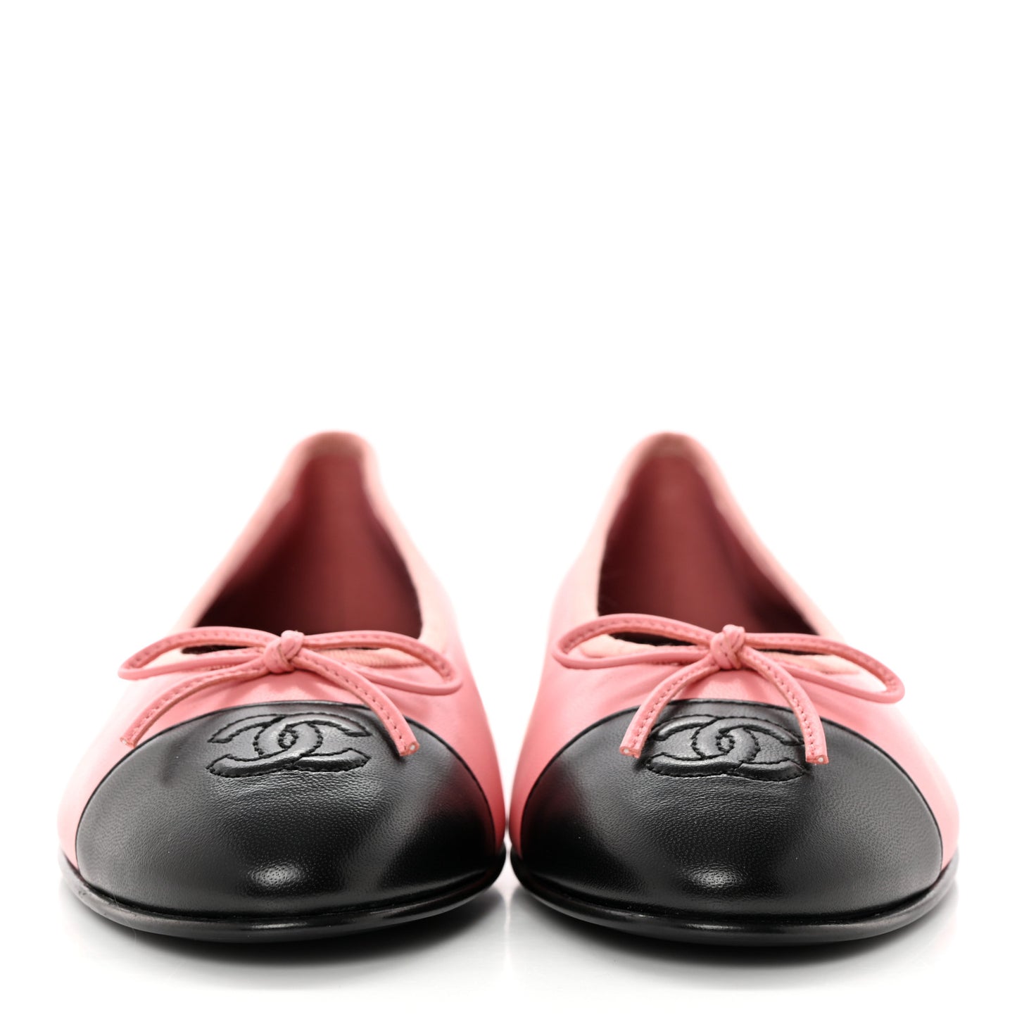 Lambskin Cap Toe CC Ballerina Flats 41 Coral Black