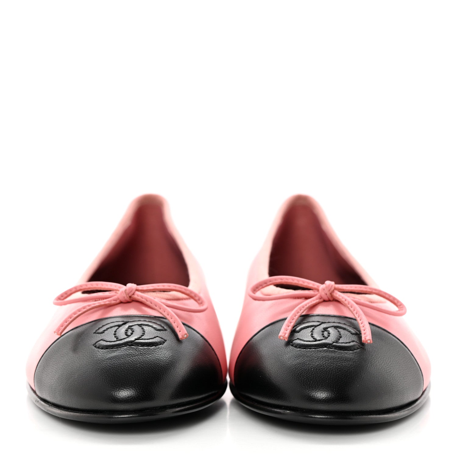 Chanel Lambskin Cap Toe CC Ballerina Flats 41 Coral Black 2 of 11