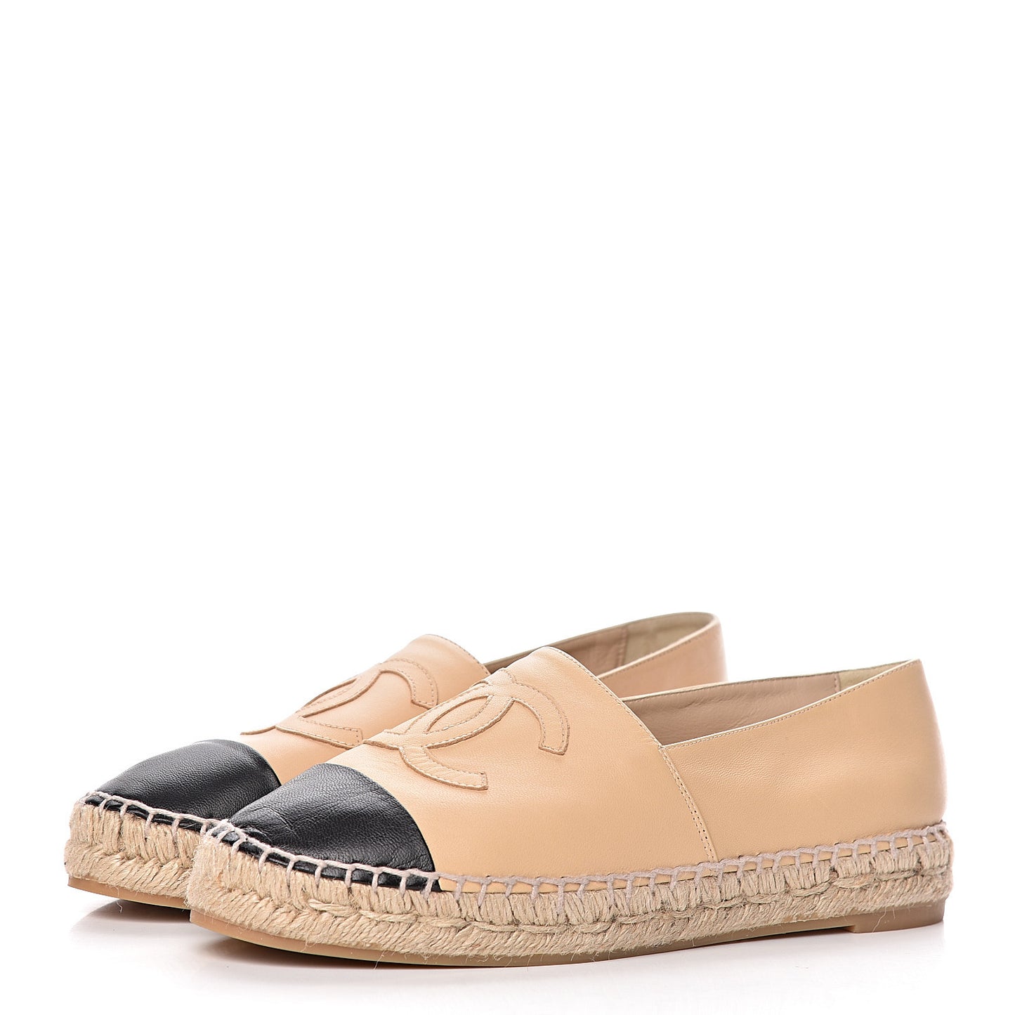 Lambskin CC Espadrilles 37 Beige Black
