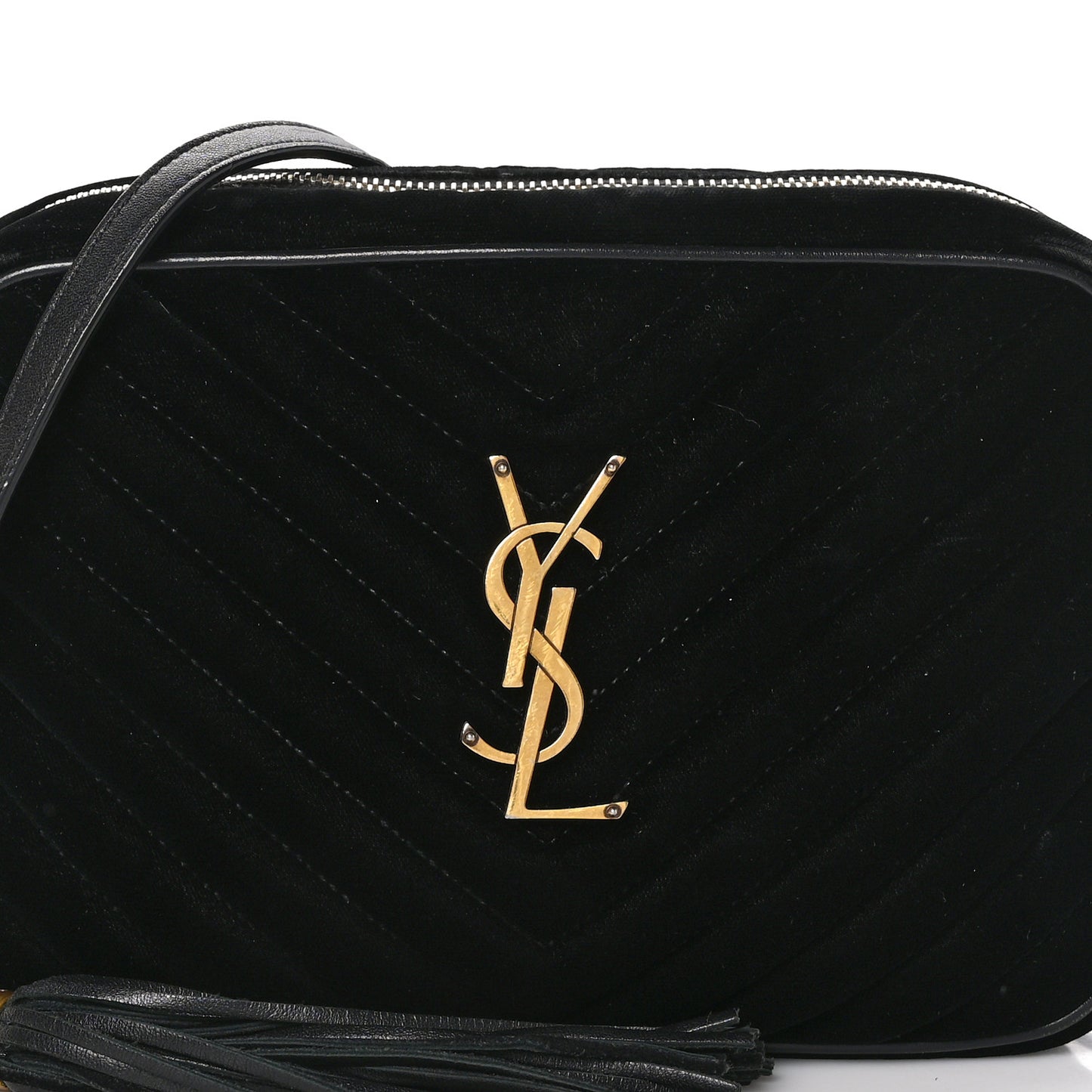 Velvet Matelasse Monogram Lou Camera Bag Black