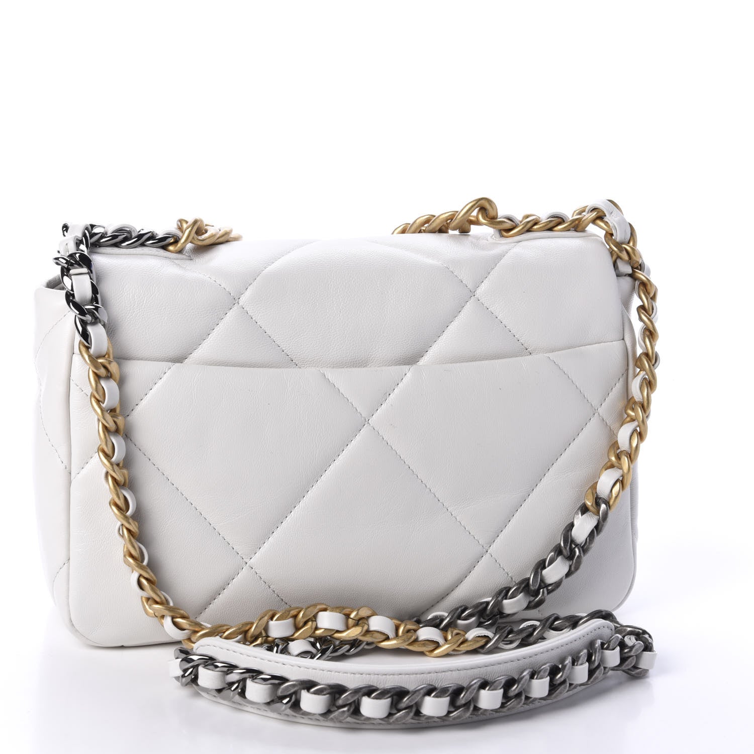 Chanel Goatskin Quilted Medium 19 Flap White 3 of 11