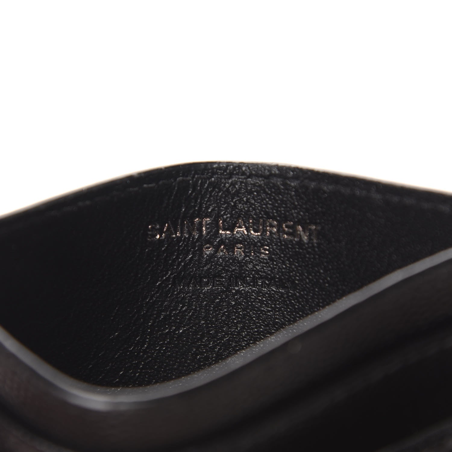 Saint Laurent Grain De Poudre Matelasse Chevron Monogram Credit Card Case Black 6 of 8