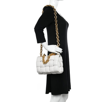 Bottega Veneta Lambskin Maxi Intreccio Padded Chain Cassette Crossbody Bag White 2 of 10