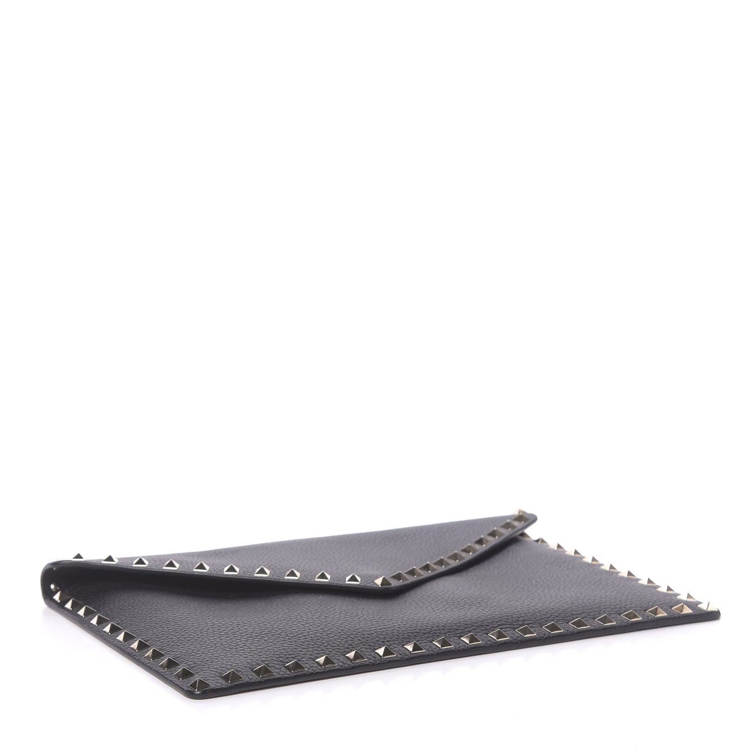 Valentino Garavani Pebbled Calfskin Large Rockstud Envelope Clutch Black 4 of 7