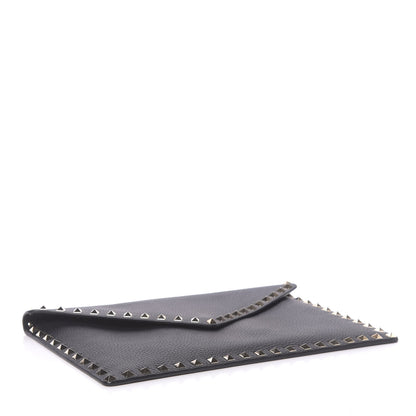 Valentino Garavani Pebbled Calfskin Large Rockstud Envelope Clutch Black 4 of 7