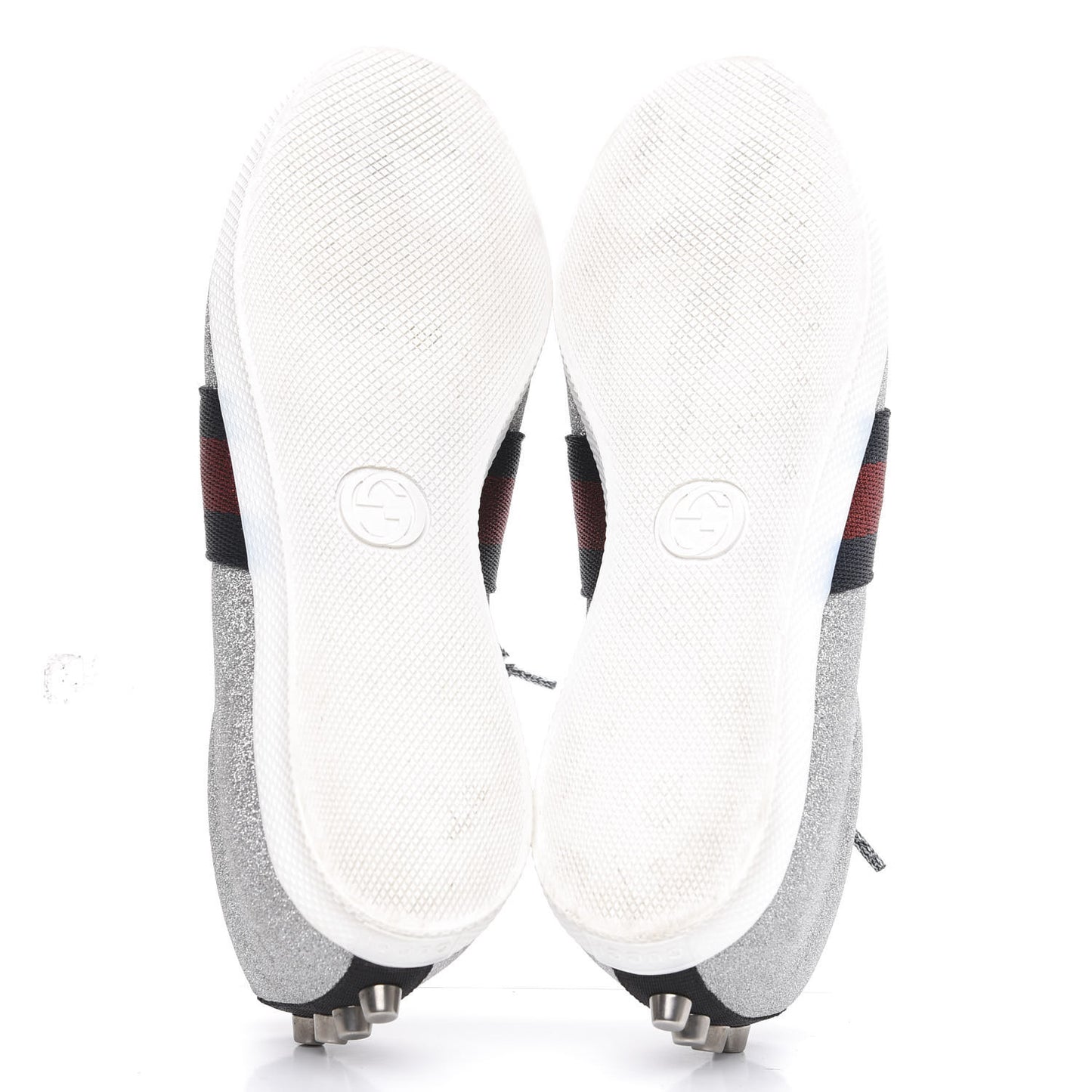 Glitter Fabric Studded Web Womens Sneakers 36.5 Silver