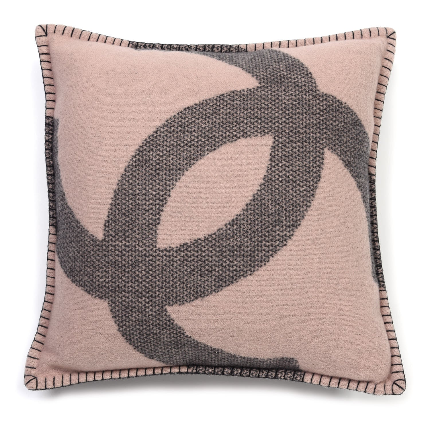 Chanel Merino Wool Cashmere CC Pillow Black Pink 1 of 3