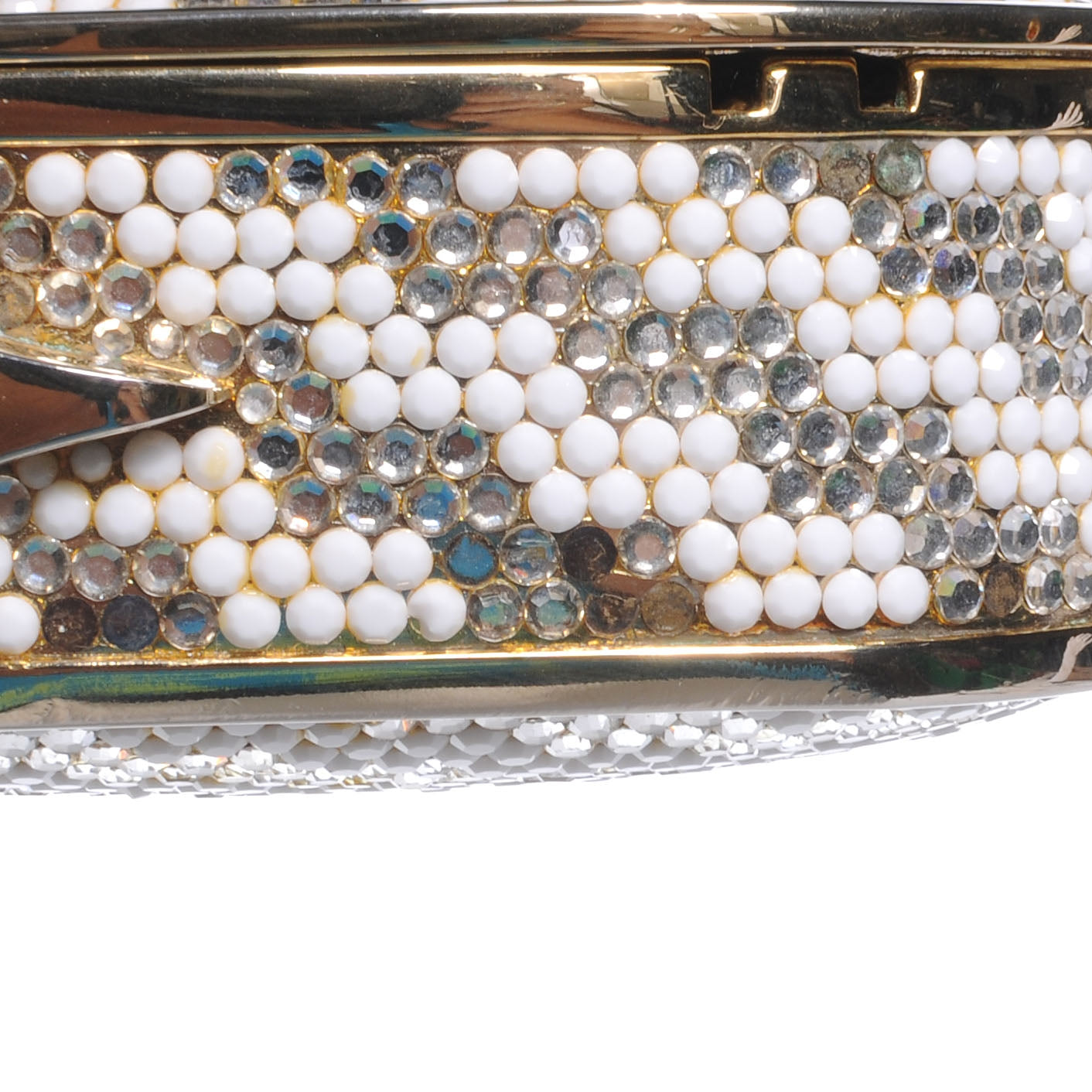 Crystal Herringbone Clutch Gold
