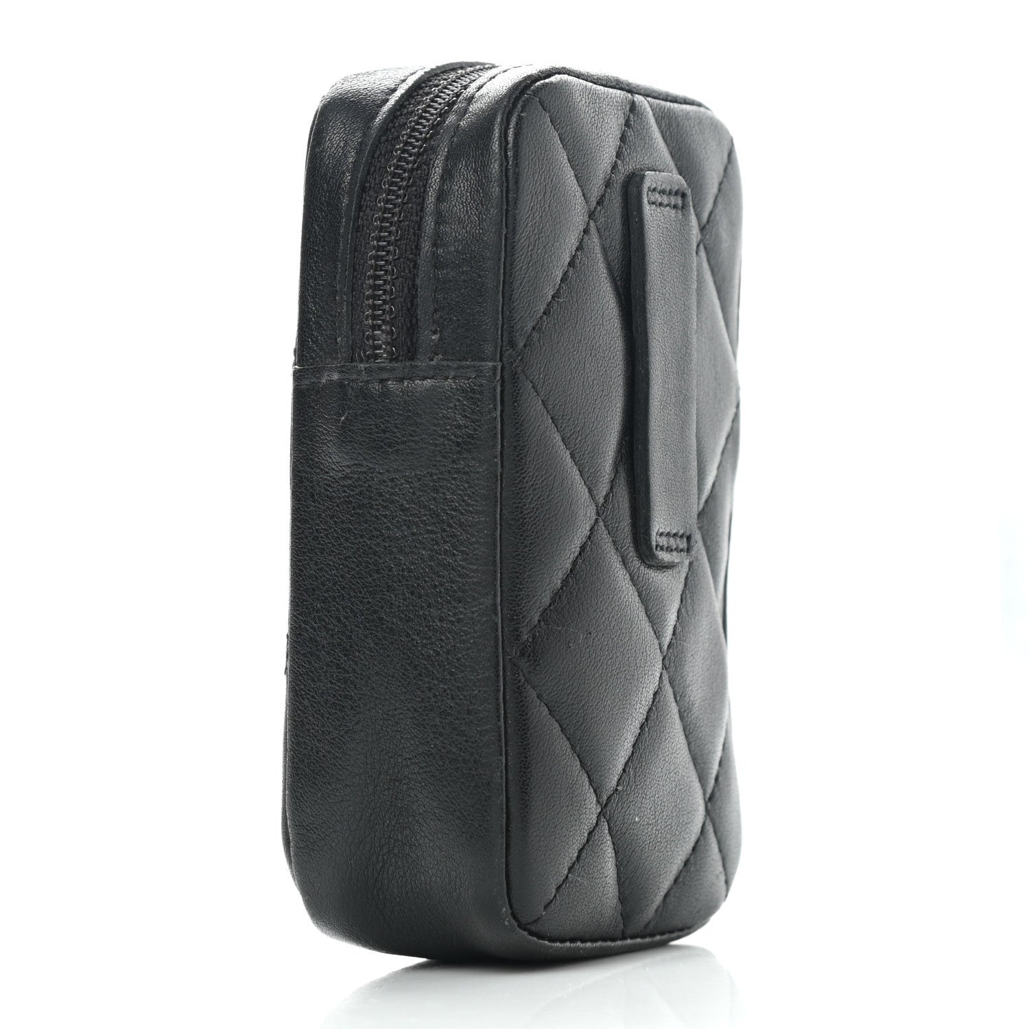 Chanel Calfskin Quilted Cambon Zip Around Cosmetic Pouch Black 3 of 7