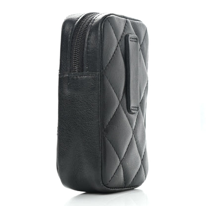 Chanel Calfskin Quilted Cambon Zip Around Cosmetic Pouch Black 3 of 7