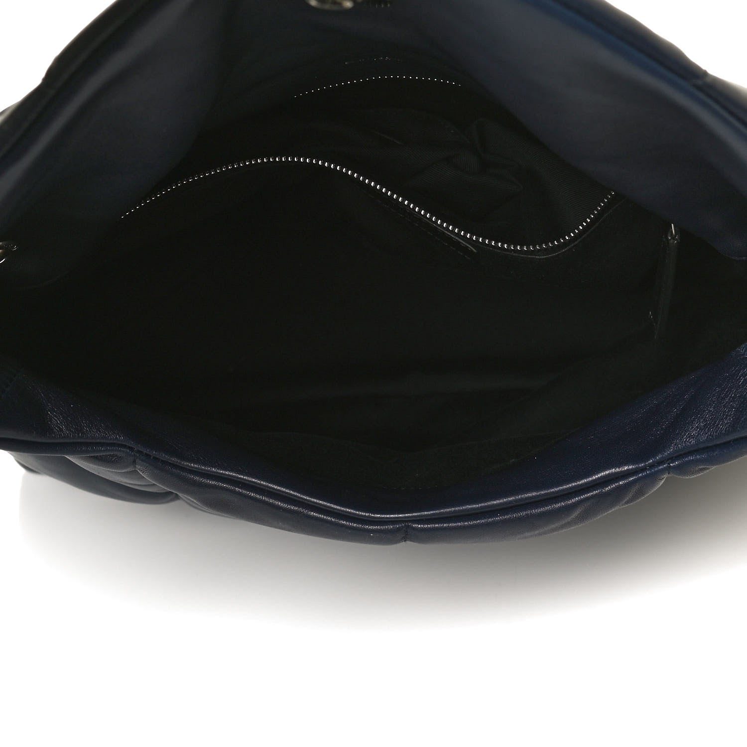 Saint Laurent Lambskin Quilted Medium Loulou Puffer Monogram Chain Satchel Navy 5 of 12