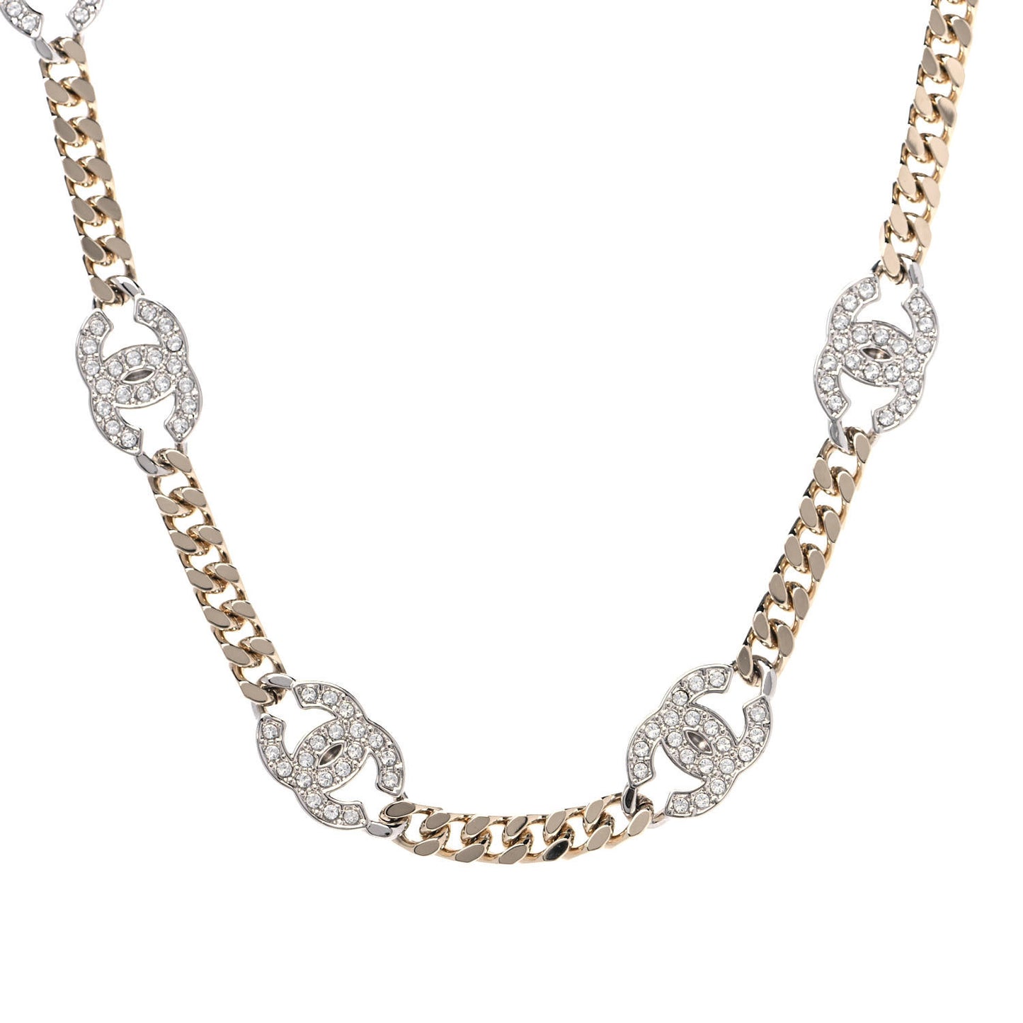 Crystal Chain CC Choker Gold Silver