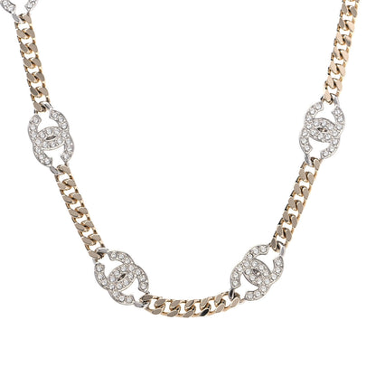 Chanel Crystal Chain CC Choker Gold Silver 1 of 4
