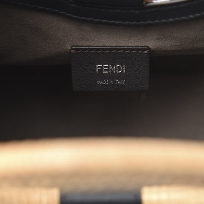 Fendi Vitello Century Wicker Bi-Color FF 1974 Embossed Small Runaway Shopper Tote Maya Black 6 of 10