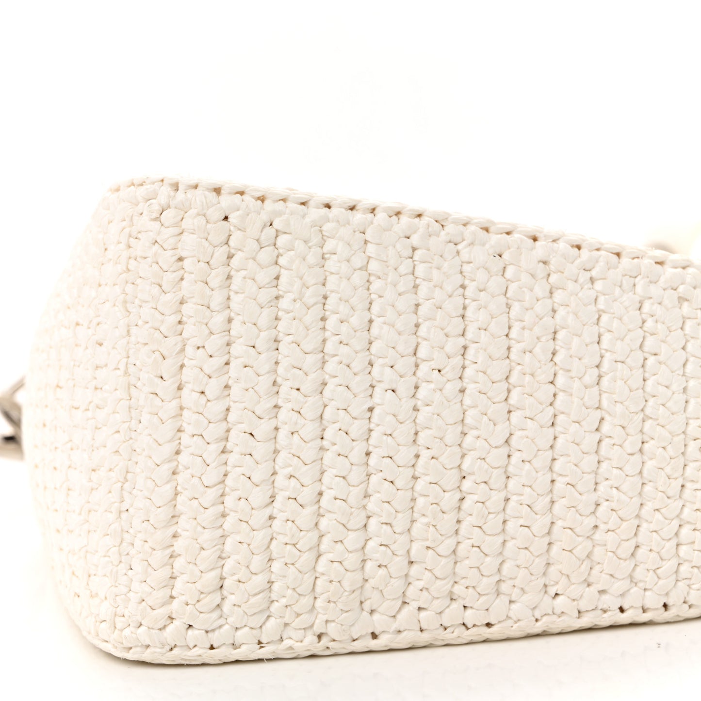 Yarn Raffia Effect Crochet Triangle Shoulder Bag White