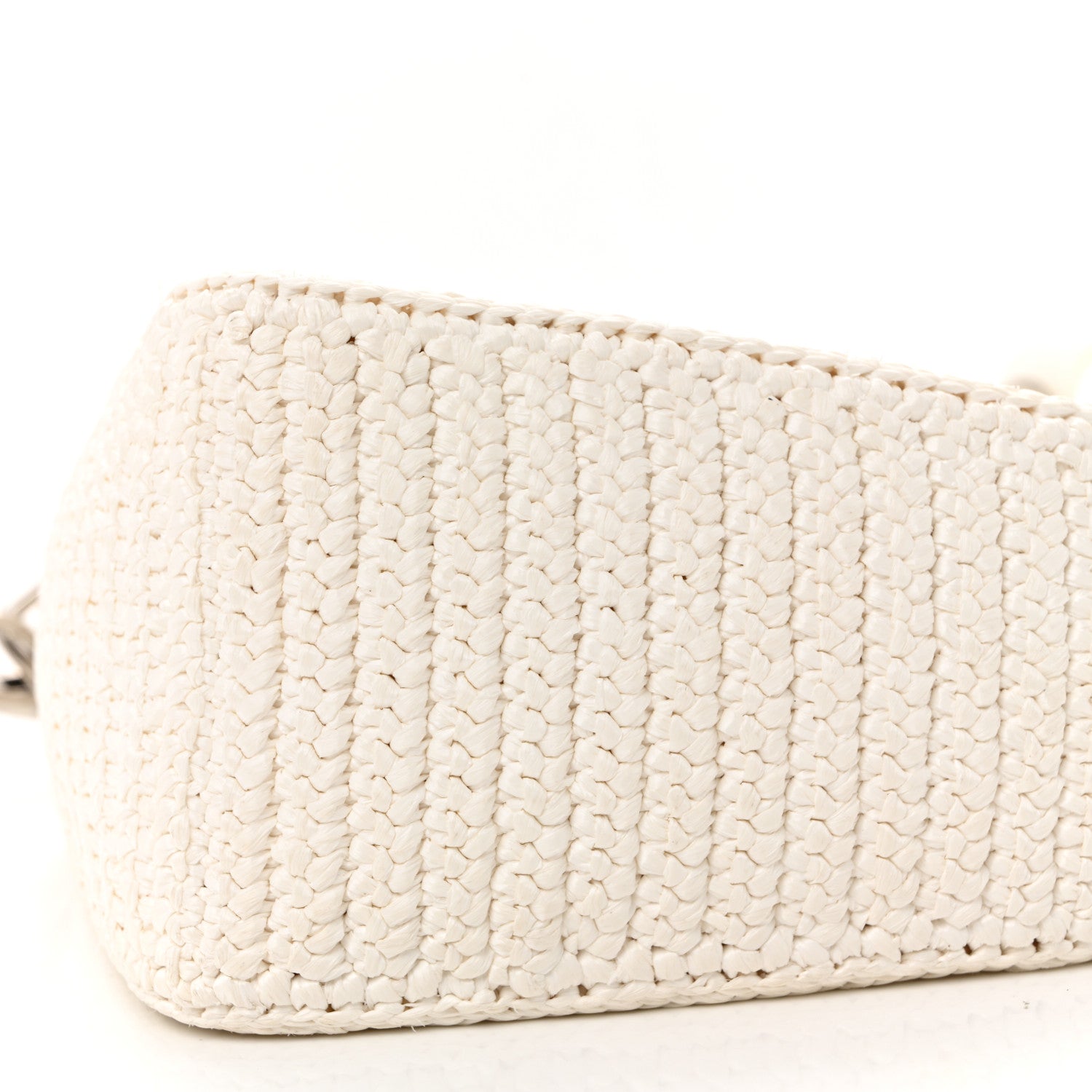 Prada Yarn Raffia Effect Crochet Triangle Shoulder Bag White 11 of 11