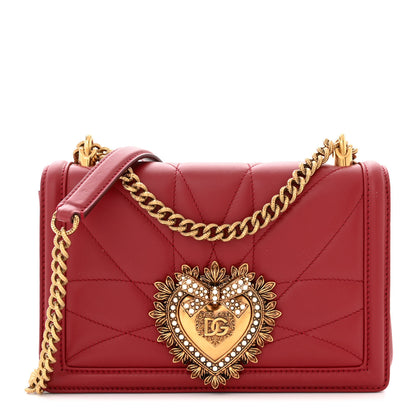 Dolce & Gabbana DOLCE &amp; GABBANA Calfskin Medium Devotion Crossbody Bag Red 1 of 10