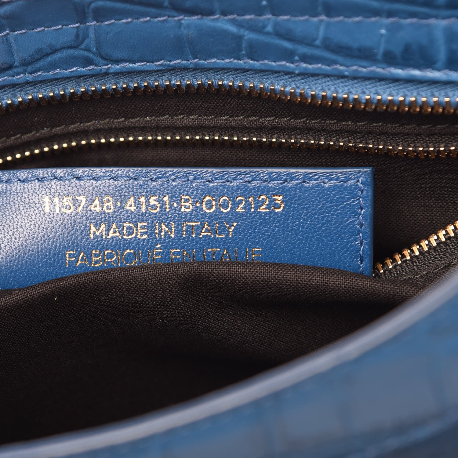 Balenciaga Calfskin Crocodile Embossed Classic Gold Hardware City Bleu Marine 8 of 9