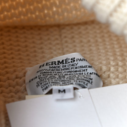Hermes Cashmere Knit Boston Beanie Hat M Blanc Casse 6 of 10