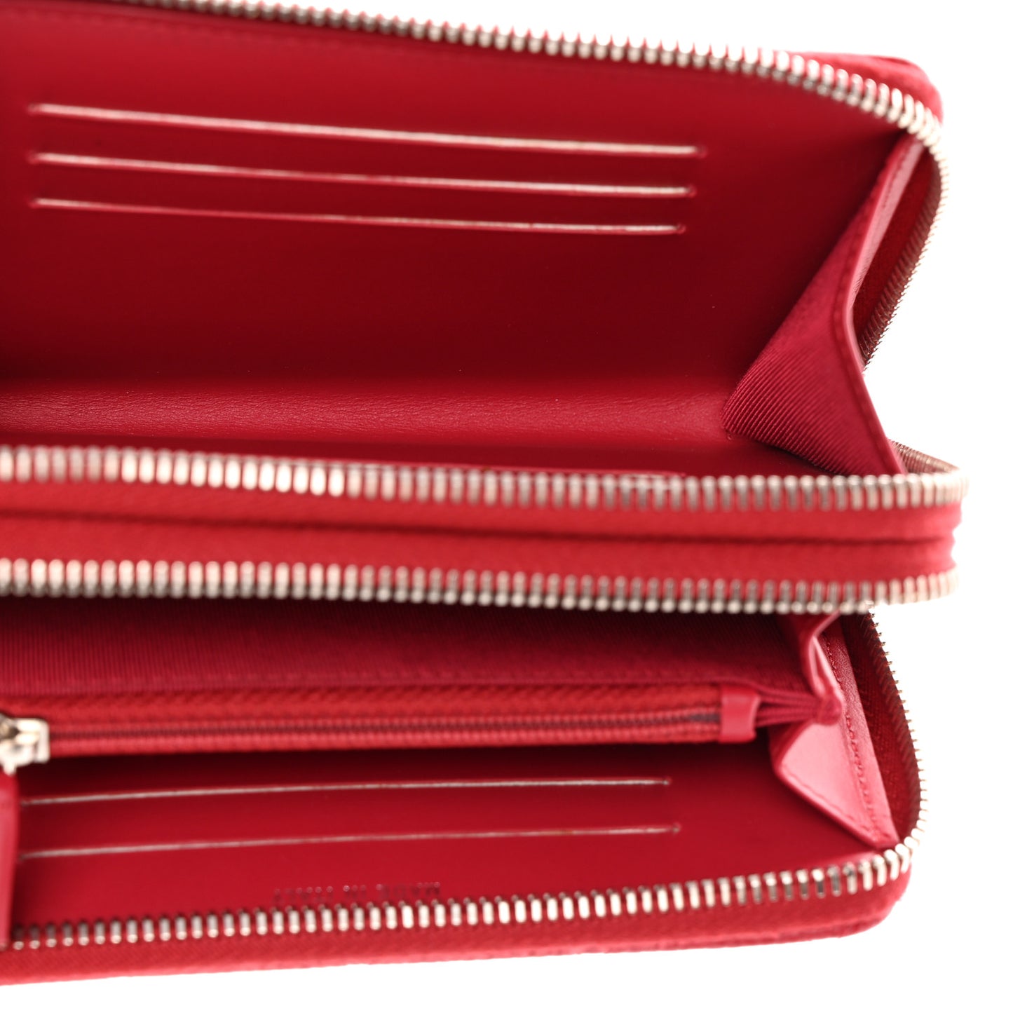 Caviar Quilted Large Gusset Double Zip Around Wallet Red