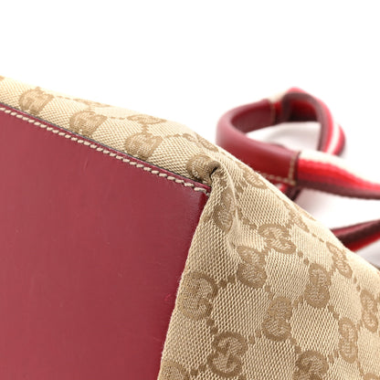 Gucci GG Monogram Large Web Handle Bucket Tote Red 18 of 19