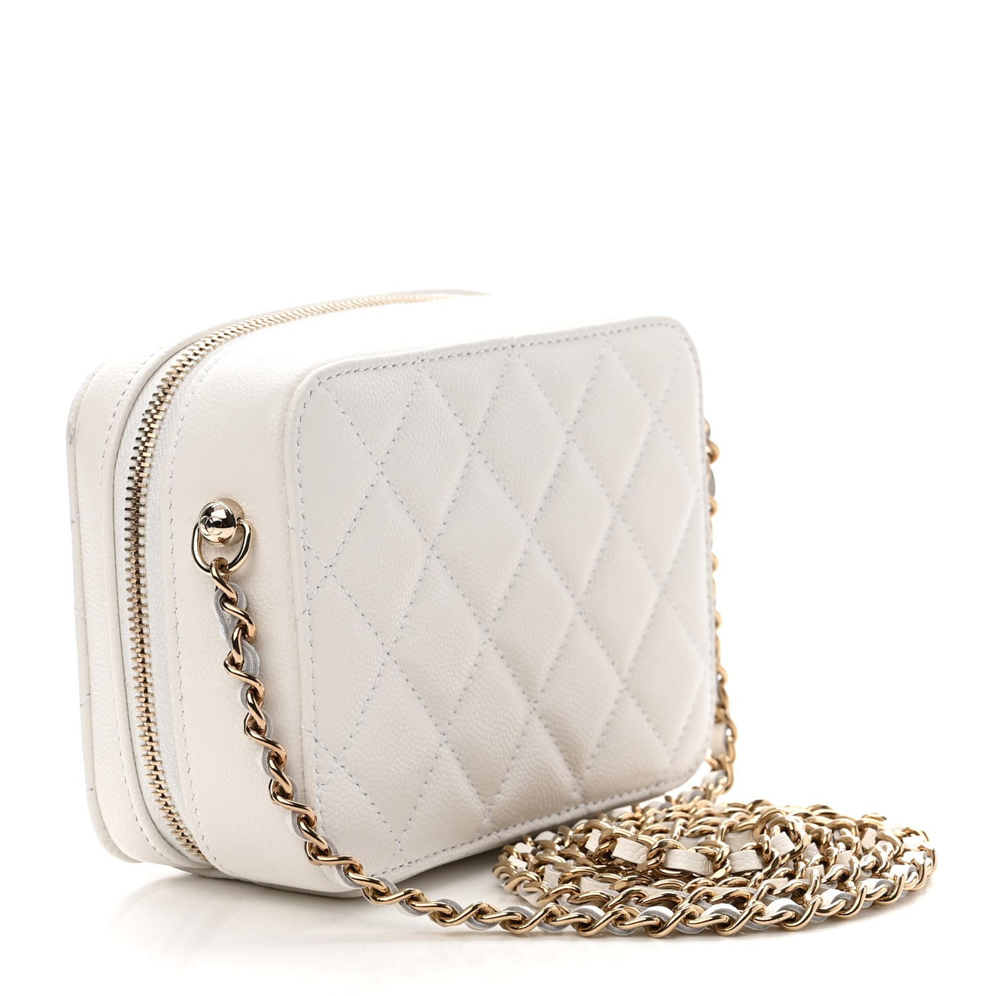 Caviar Quilted Camera Bag White