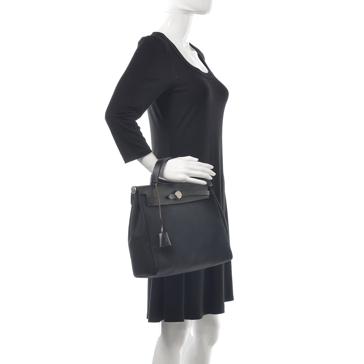 Toile Vache Calfskin Herbag 30 PM Black