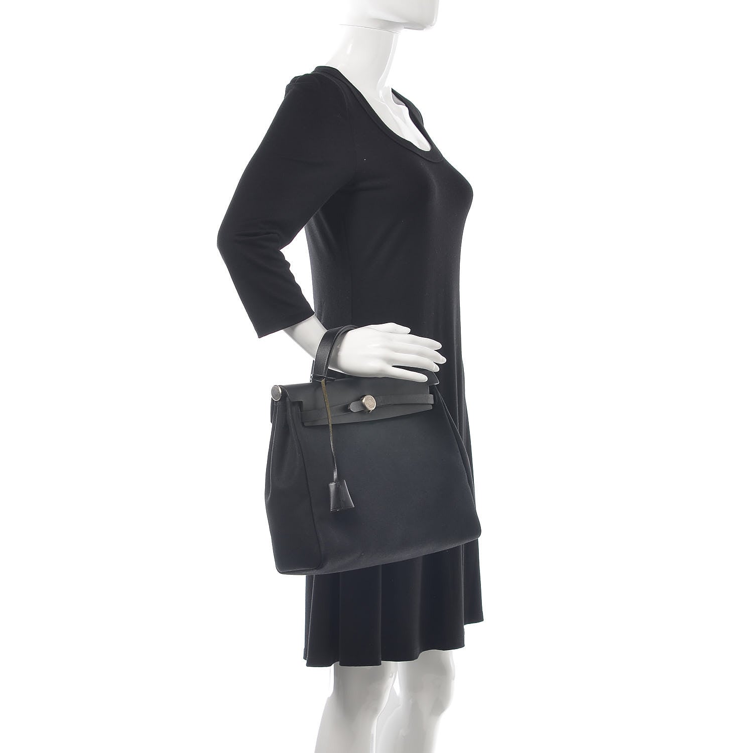 Hermes Toile Vache Calfskin Herbag 30 PM Black 2 of 25