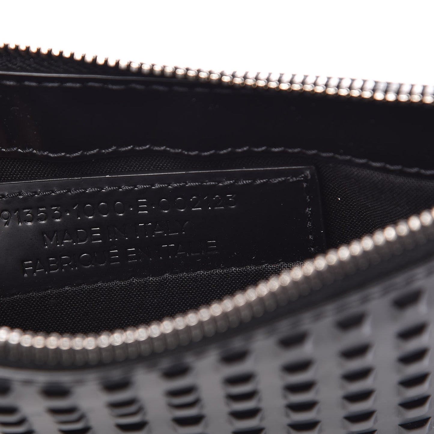 Calfskin Grid Embossed Pouch Black