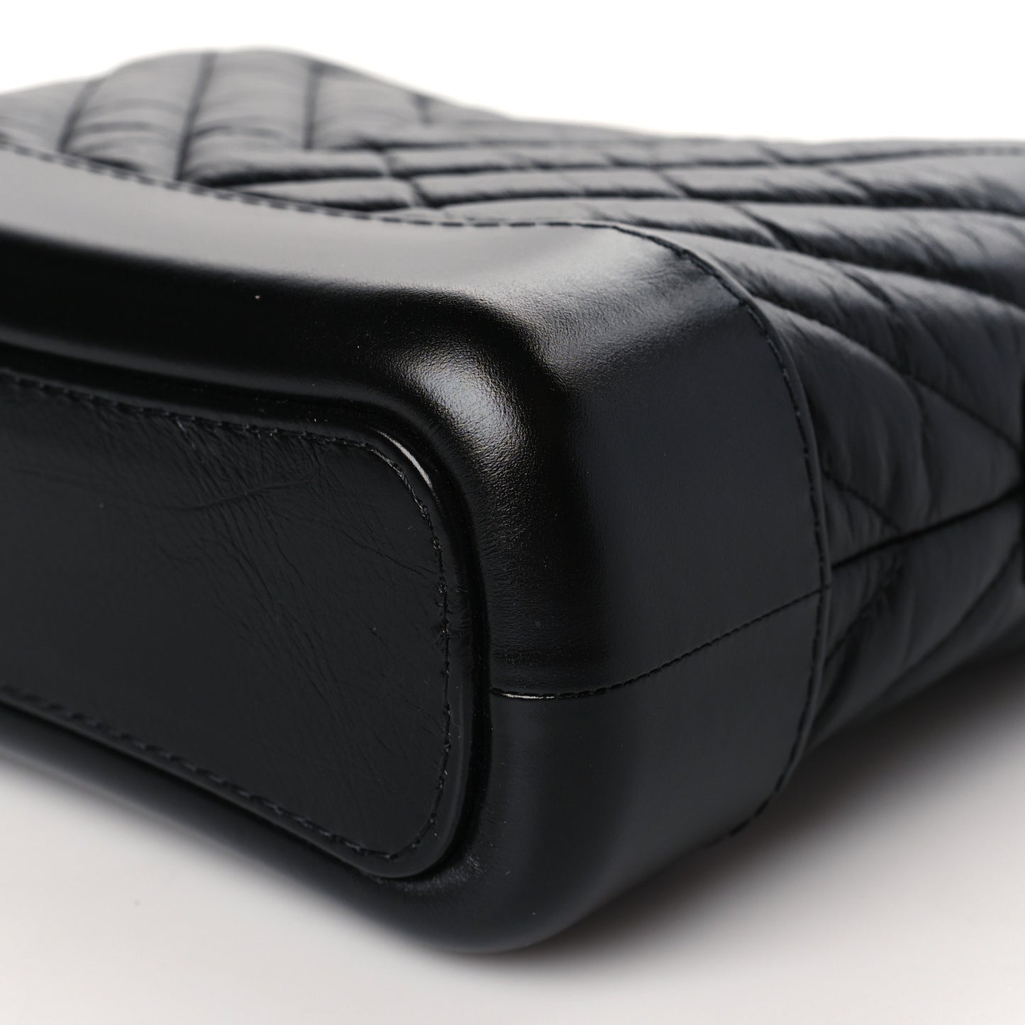 Aged Calfskin Chevron Quilted Small Gabrielle Hobo Black
