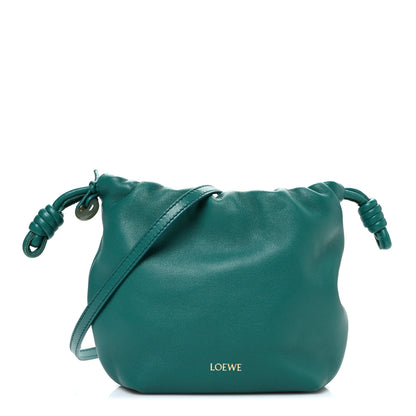 Loewe Mellow Nappa Lambskin Jade Mini Flamenco Knot Clutch Emerald Green 1 of 10