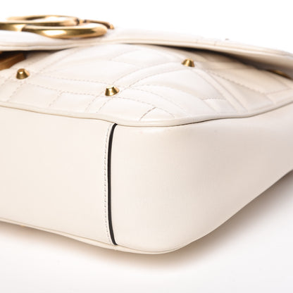 Gucci Calfskin Matelasse Studded Medium GG Marmont Shoulder Bag White 6 of 9