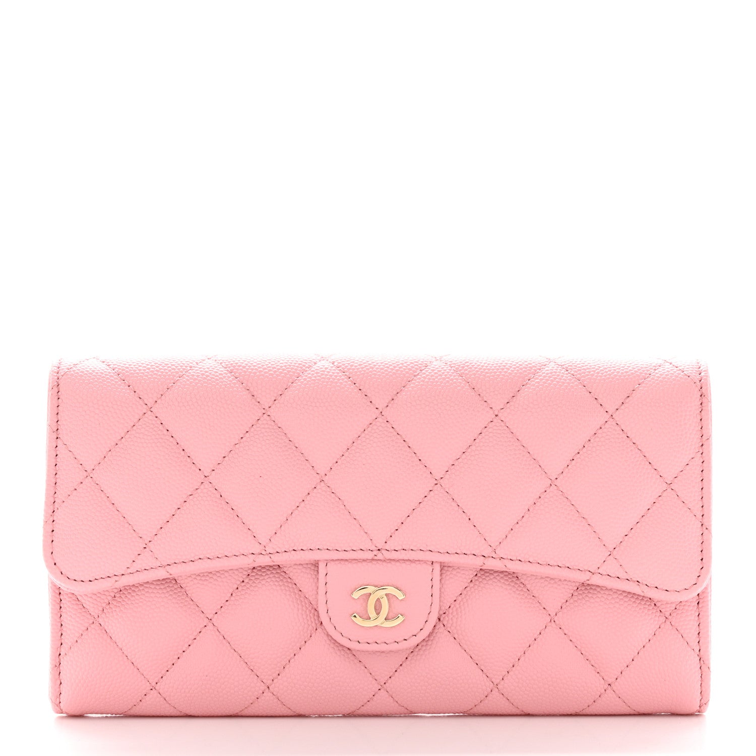 Chanel Caviar Quilted Large Gusset Flap Wallet Light Pink 1 of 9