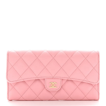 Chanel Caviar Quilted Large Gusset Flap Wallet Light Pink 1 of 9