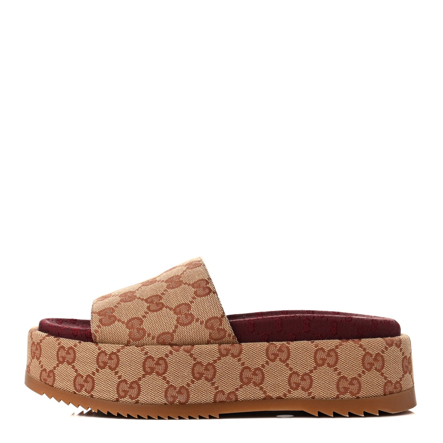 Canvas GG Monogram Angelina Platform Slide Sandals 36.5 Beige Ruggine