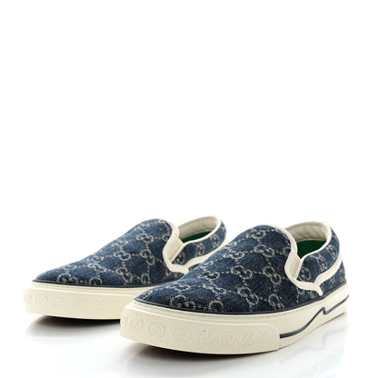 Gucci New Denim GG Monogram Mens 1977 Tennis Slip On Sneakers 7.5 Blue Tea Mystic White 3 of 8