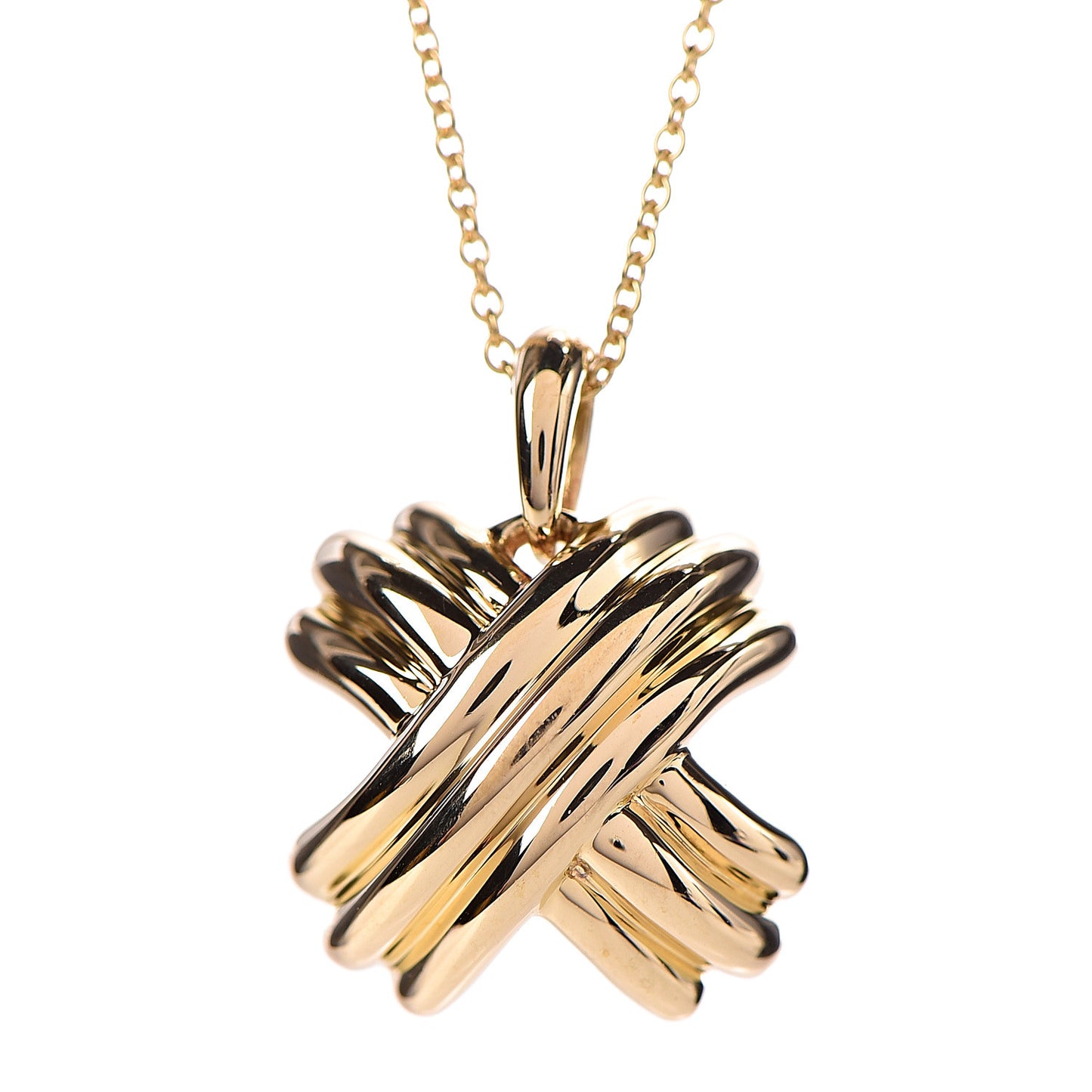 18K Yellow Gold Large Signature X Pendant Necklace