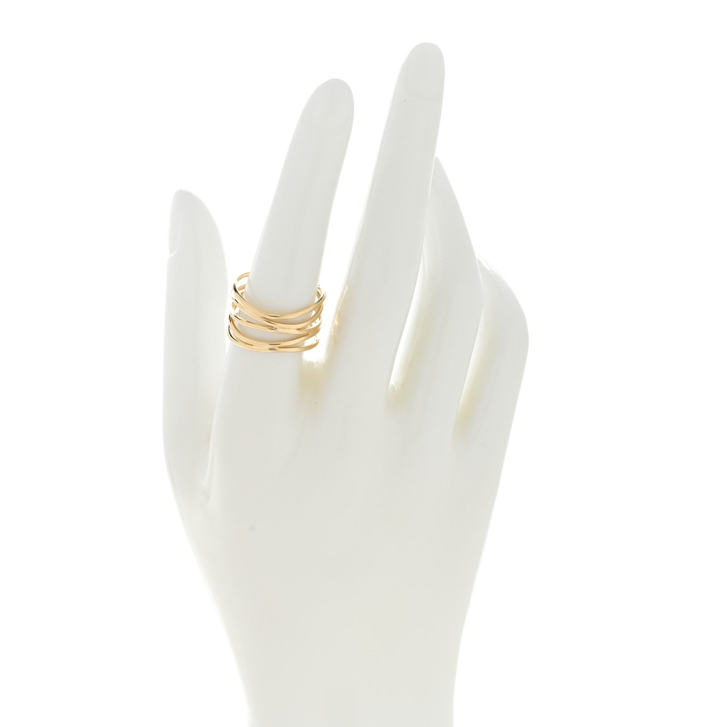 Tiffany 18K Yellow Gold Elsa Peretti 5 Row Wave Ring 56 7.5 2 of 5