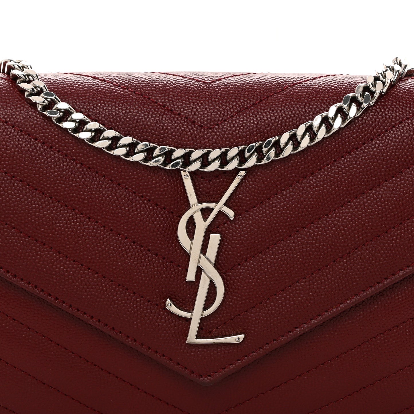 Grain De Poudre Matelasse Chevron Monogram Chain Wallet Palissandre