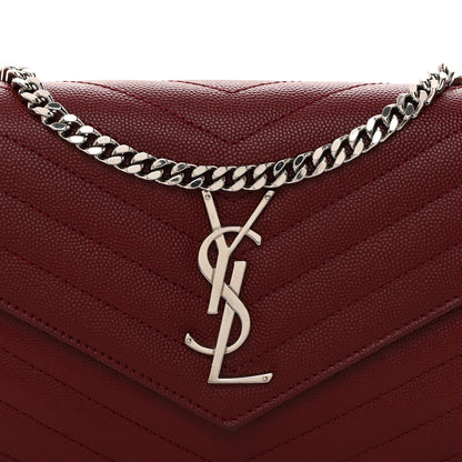 Saint Laurent Grain De Poudre Matelasse Chevron Monogram Chain Wallet Palissandre 8 of 11