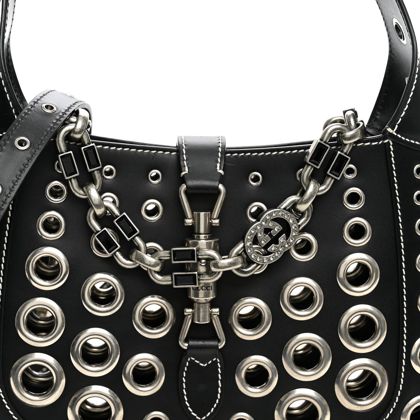 Calfskin Ha Ha Ha Jackie 1961 Eyelet Hobo Black